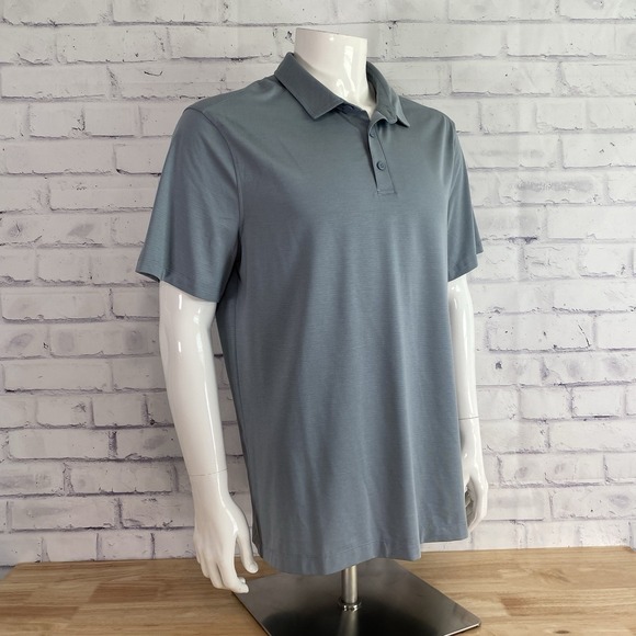 Lululemon Shirt Men's Large Polo Short Sleeve Athleta Performance Gray - Picture 9 of 10